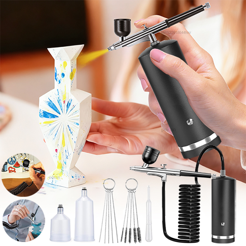 Model Kit Weapons - Airbrush mit Kompressor Farbspritzpistole Airbrush-Malset Mini-Spritzpistole