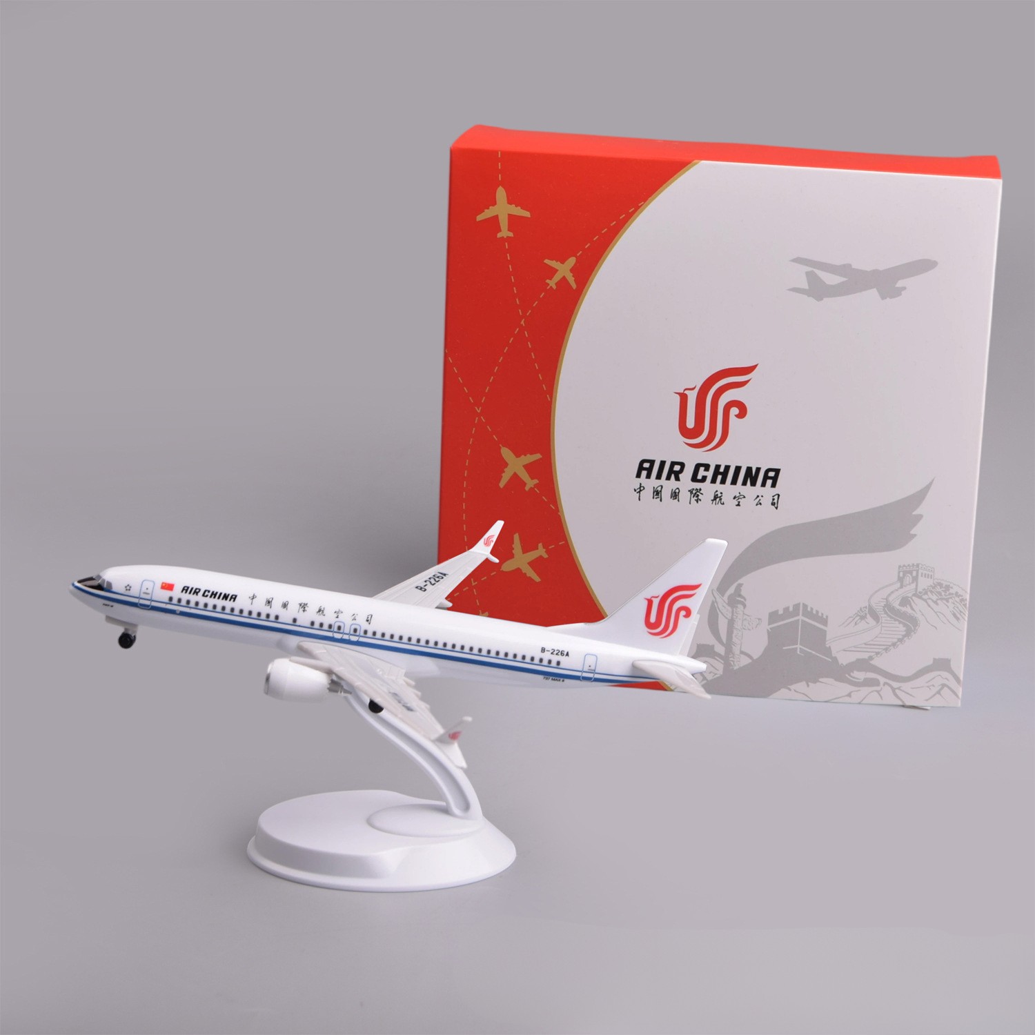 Model Kit China - 20cm Plastik-Modellflugzeug Air China B737max8 Sammlerstück
