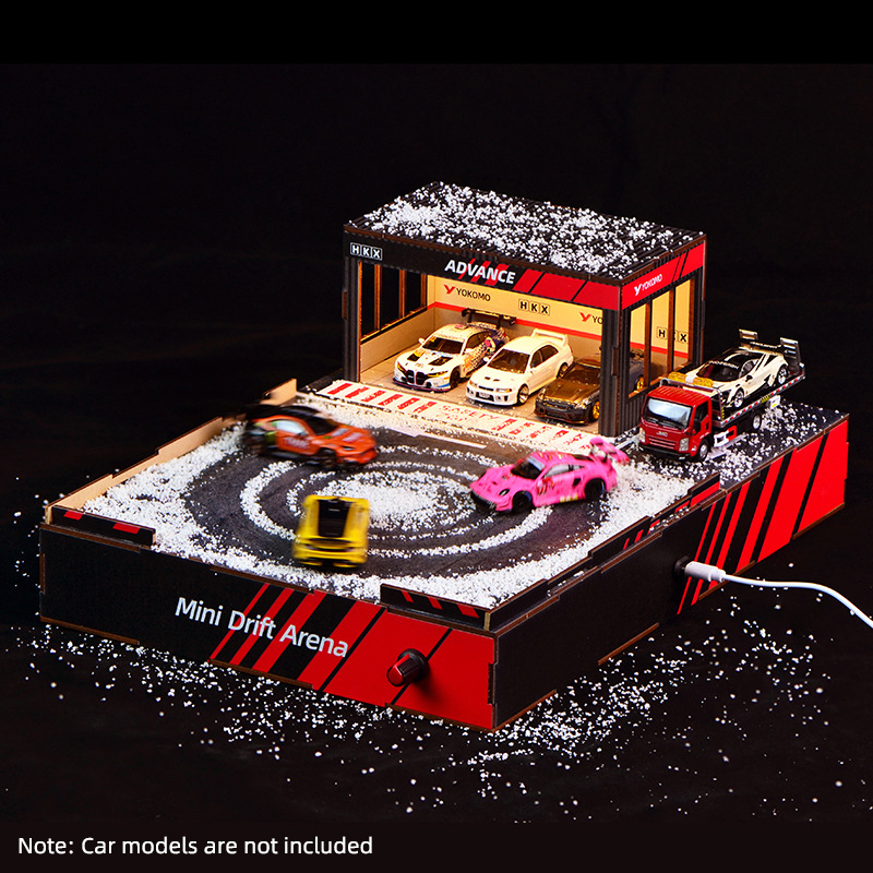 Model Kit Toy - 1:64 Maßstab DIY Drift-Strecken-Diorama mit Drehbühne